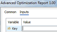 Key in Advanced Optimization Report